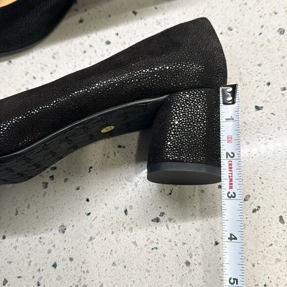Amalfi by Rangoni Firenzie Black Leather Block Heel Pumps Made in Italy Size 12M - Picture 7 of 13